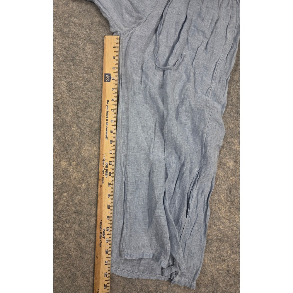 Tempo Paris 100% Linen Wide Leg Pants Blue Made in Italy Art 1502E Medium - Picture 4 of 10